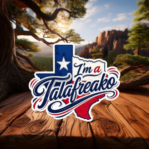 Artistic Talafreako Texas Shape Vinyl Sticker – Script Font Decal