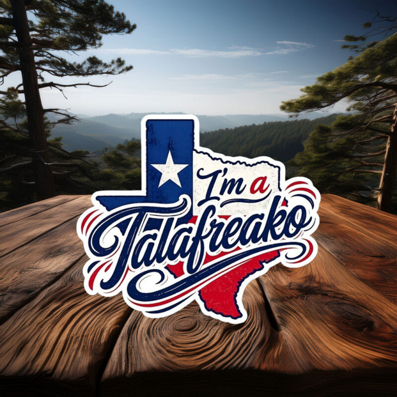 Artistic Talafreako Texas Shape Vinyl Sticker – Script Font Decal