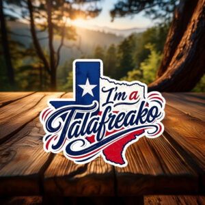 Artistic Talafreako Texas Shape Vinyl Sticker – Script Font Decal