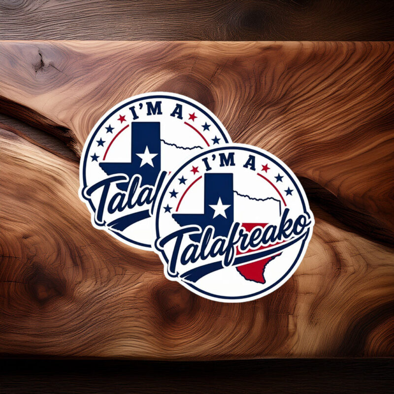 Circular Star-Bordered Talafreako Sticker – Minimalist Texas Map Emblem