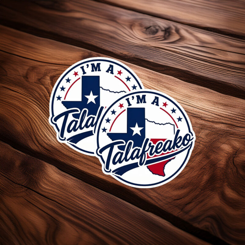 Circular Star-Bordered Talafreako Sticker – Minimalist Texas Map Emblem