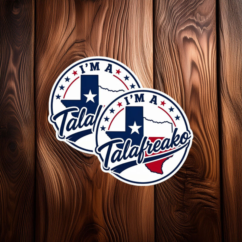 Circular Star-Bordered Talafreako Sticker – Minimalist Texas Map Emblem