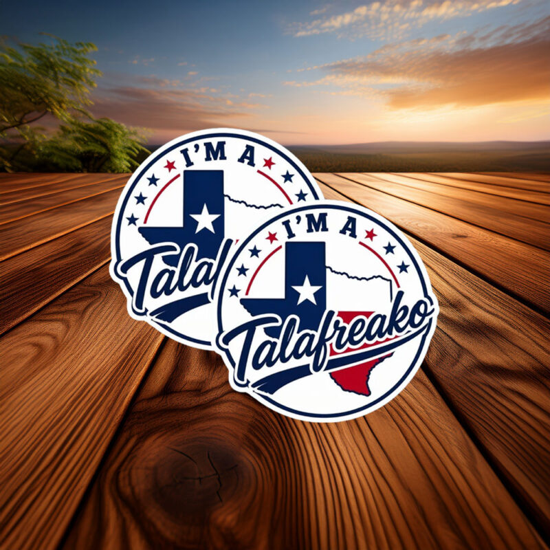 Circular Star-Bordered Talafreako Sticker – Minimalist Texas Map Emblem