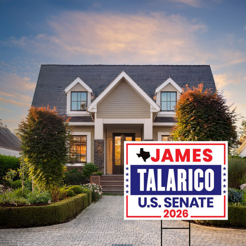 James Talarico For Texas Senate 2026 Yard Sign, Corrugated Plastic Senate Elections