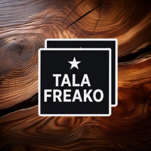 Minimalist Square Black and White Star Decal – Block Text Logo Vinyl Talafreako Sticker