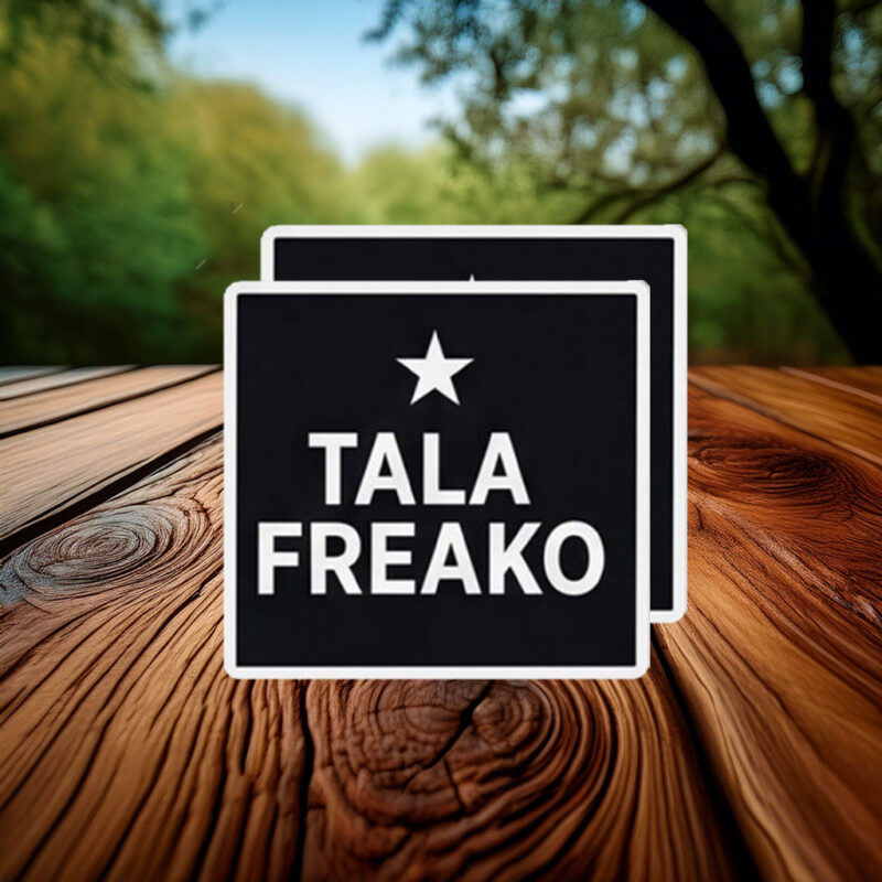 Minimalist Square Black and White Star Decal – Block Text Logo Vinyl Talafreako Sticker