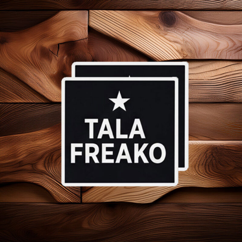 Minimalist Square Black and White Star Decal – Block Text Logo Vinyl Talafreako Sticker