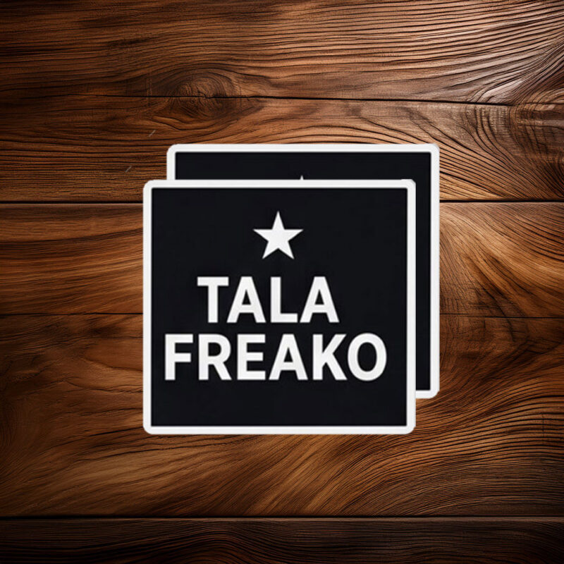 Minimalist Square Black and White Star Decal – Block Text Logo Vinyl Talafreako Sticker