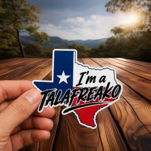 Modern Texas Map Vinyl Decal – Brush Script Typography Lone Star Flag Talafreako Sticker