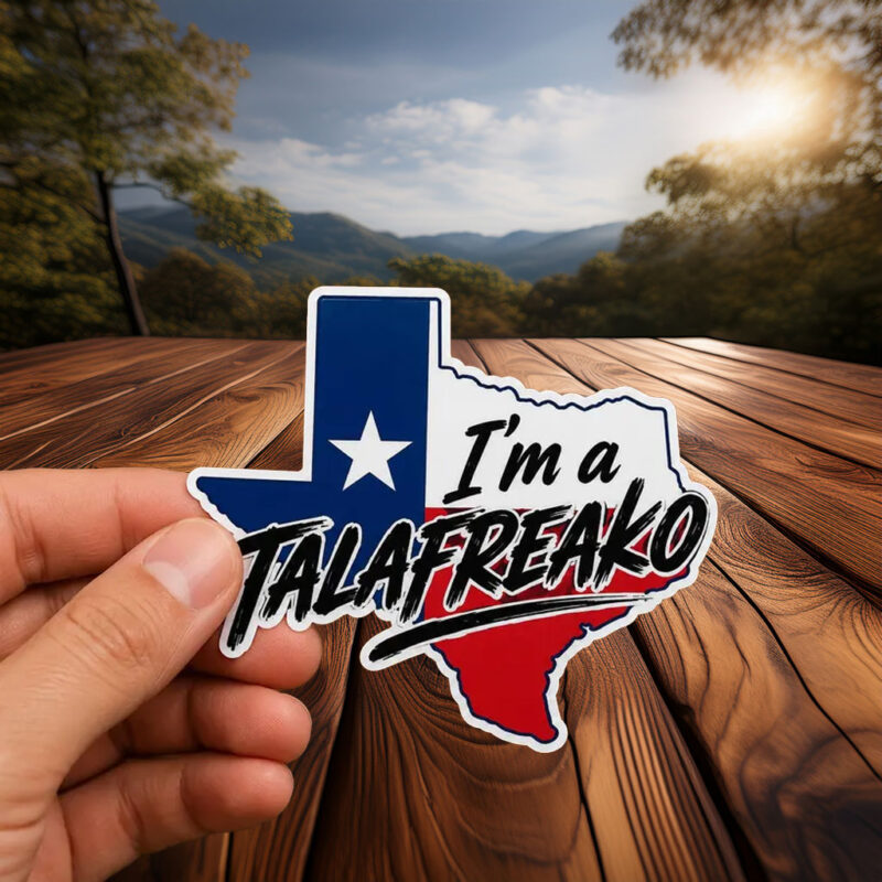 Modern Texas Map Vinyl Decal – Brush Script Typography Lone Star Flag Talafreako Sticker