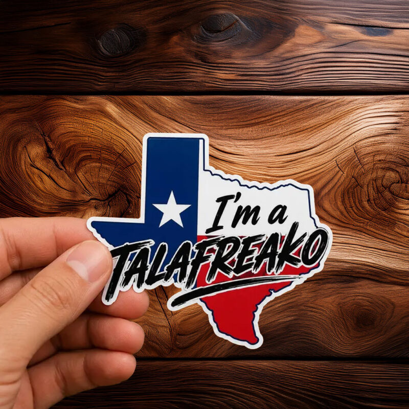 Modern Texas Map Vinyl Decal – Brush Script Typography Lone Star Flag Talafreako Sticker