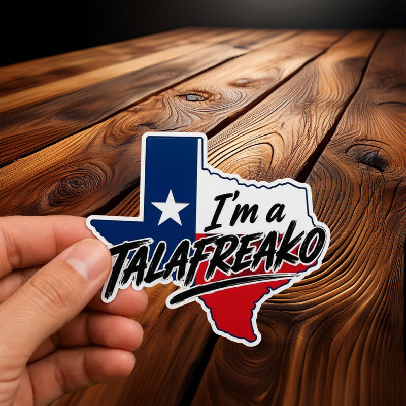 Modern Texas Map Vinyl Decal – Brush Script Typography Lone Star Flag Talafreako Sticker