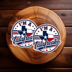 Patriotic Striped Round Talafreako Sticker – Texas Flag Inspired Emblem