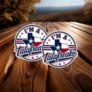 Patriotic Striped Round Talafreako Sticker – Texas Flag Inspired Emblem
