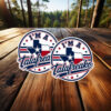 Patriotic Striped Round Talafreako Sticker – Texas Flag Inspired Emblem