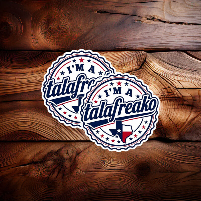 Retro Stamp Style Talafreako Decal – Round Texas Political Badge Sticker