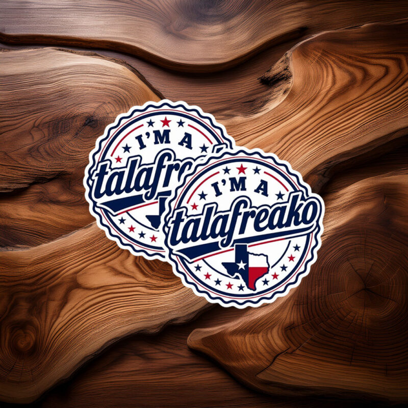 Retro Stamp Style Talafreako Decal – Round Texas Political Badge Sticker