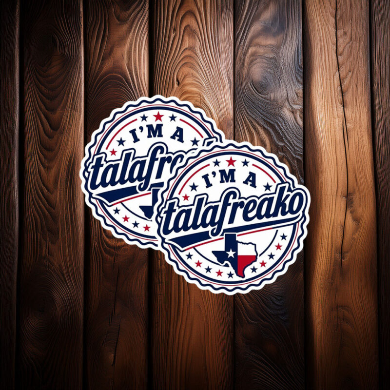 Retro Stamp Style Talafreako Decal – Round Texas Political Badge Sticker