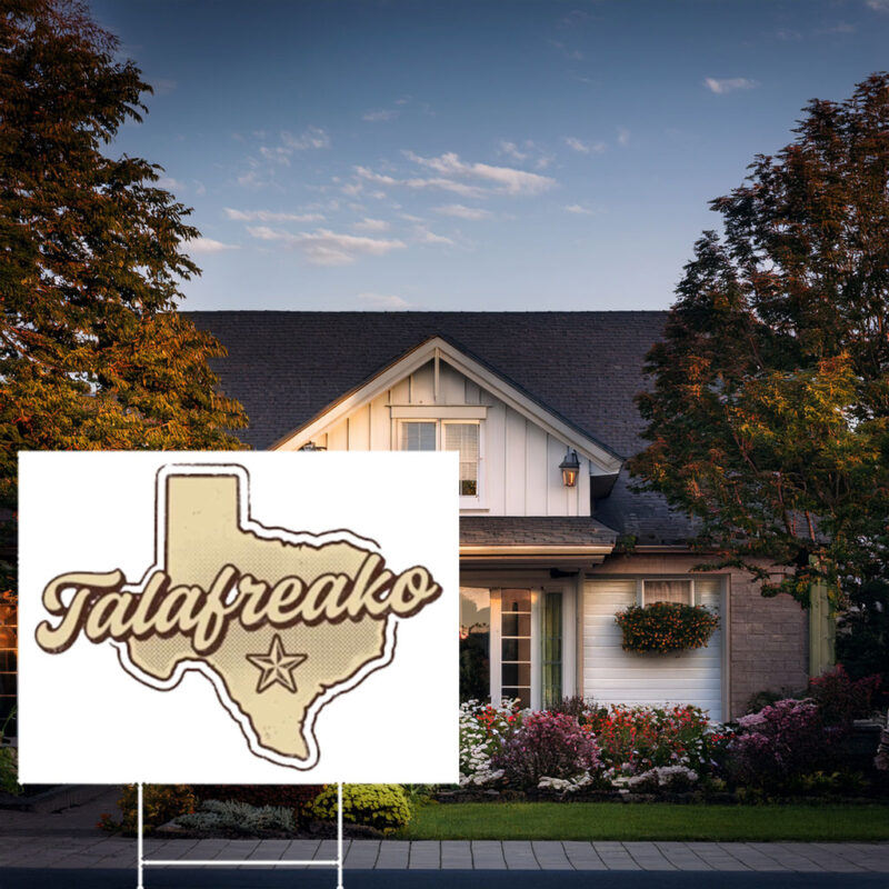 Retro Texas Map Yard Sign – Vintage Cursive Font Garden Stake Talafreako Yard Sign