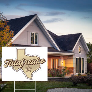 Retro Texas Map Yard Sign – Vintage Cursive Font Garden Stake Talafreako Yard Sign