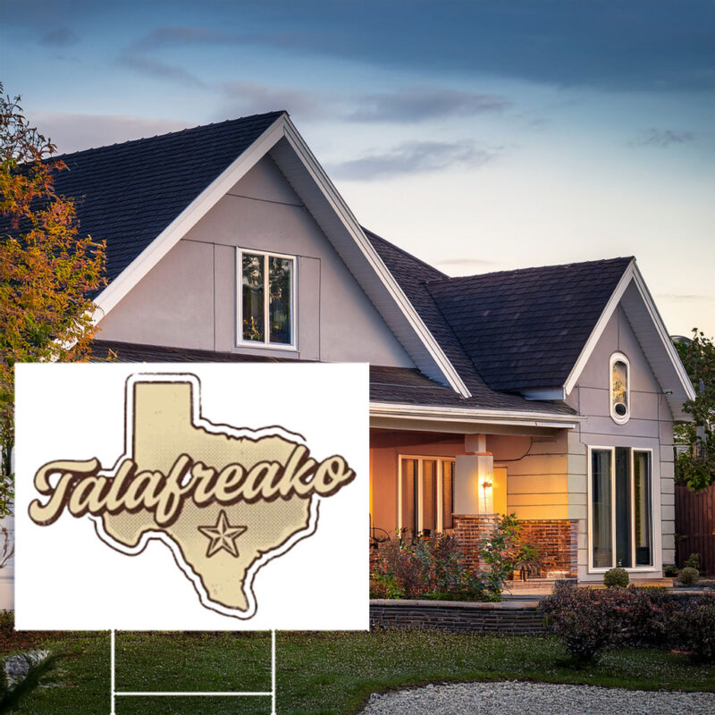 Retro Texas Map Yard Sign – Vintage Cursive Font Garden Stake Talafreako Yard Sign
