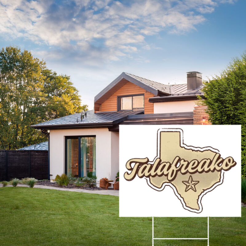 Retro Texas Map Yard Sign – Vintage Cursive Font Garden Stake Talafreako Yard Sign