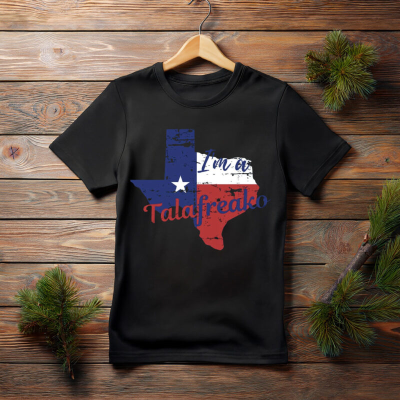 Talafreako Texas Flag Contour Streetwear Graphic T-Shirt