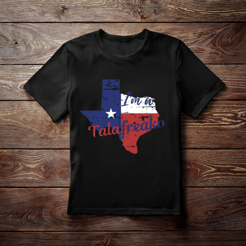 Talafreako Texas Flag Contour Streetwear Graphic T-Shirt