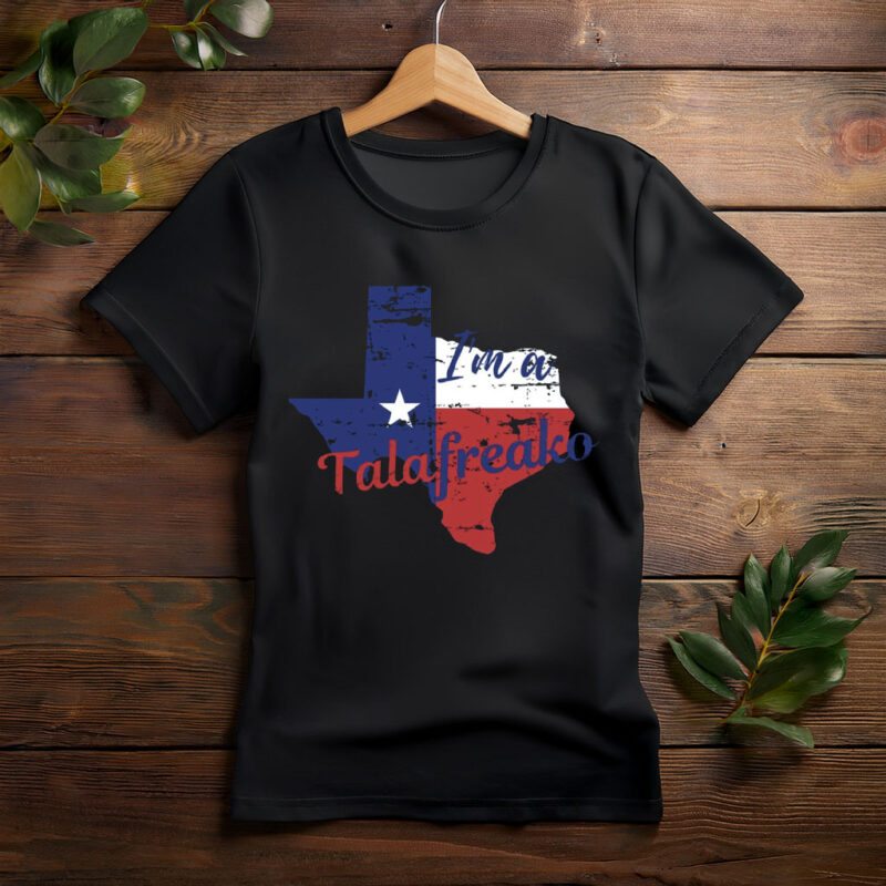 Talafreako Texas Flag Contour Streetwear Graphic T-Shirt