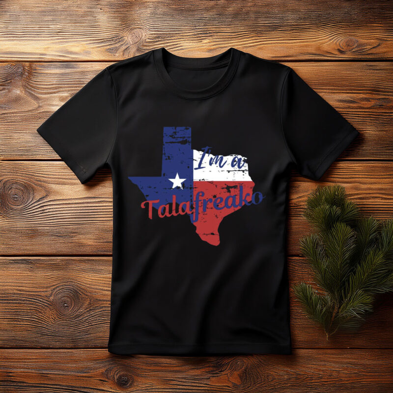 Talafreako Texas Flag Contour Streetwear Graphic T-Shirt
