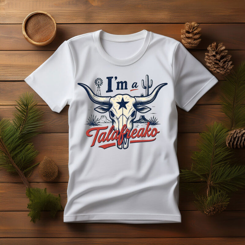 Talafreako Texas Longhorn Skull Vintage Style Unisex T-Shirt