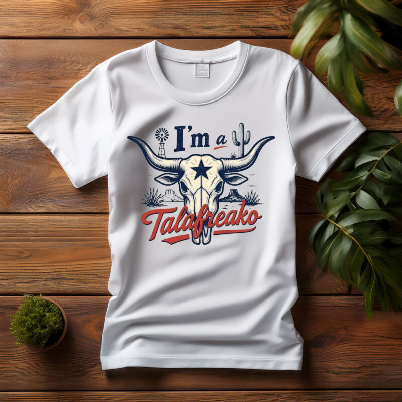 Talafreako Texas Longhorn Skull Vintage Style Unisex T-Shirt