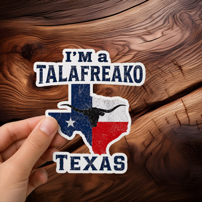 Texas Longhorn Skull Map Decal – Vintage Lone Star Flag Vinyl Talafreako Sticker