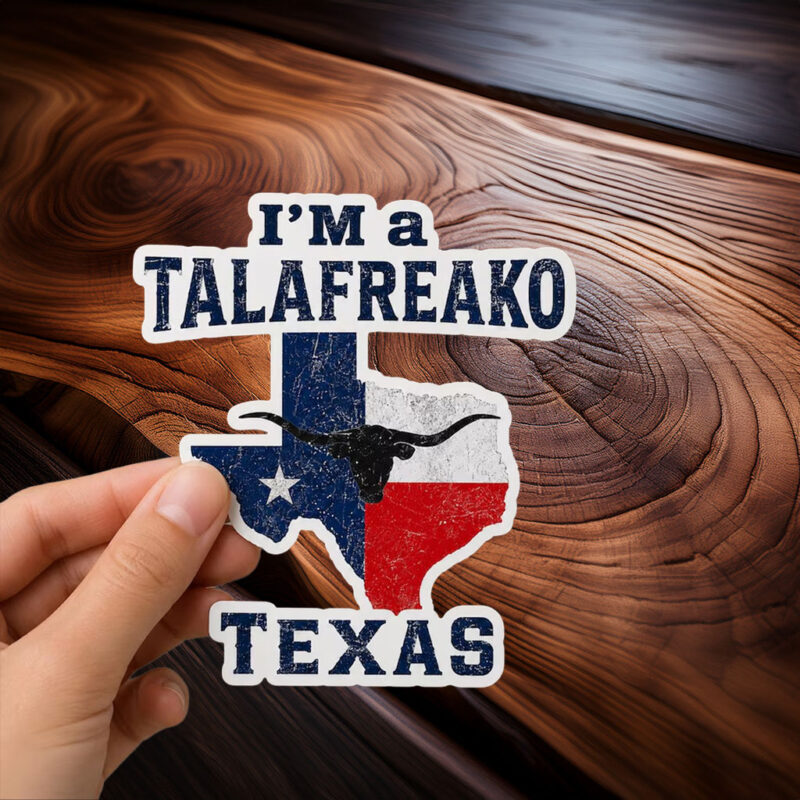 Texas Longhorn Skull Map Decal – Vintage Lone Star Flag Vinyl Talafreako Sticker