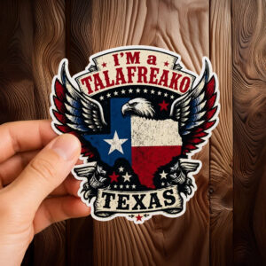 Texas Map Patriotic Eagle Decal – American Pride Winged Flag Design Talafreako Sticker