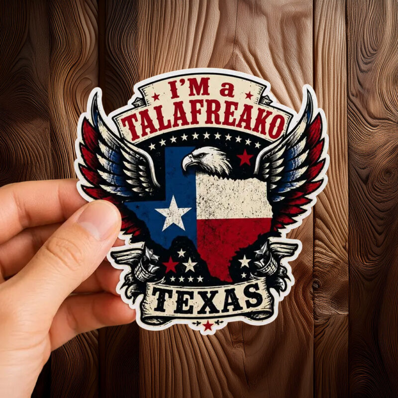 Texas Map Patriotic Eagle Decal – American Pride Winged Flag Design Talafreako Sticker