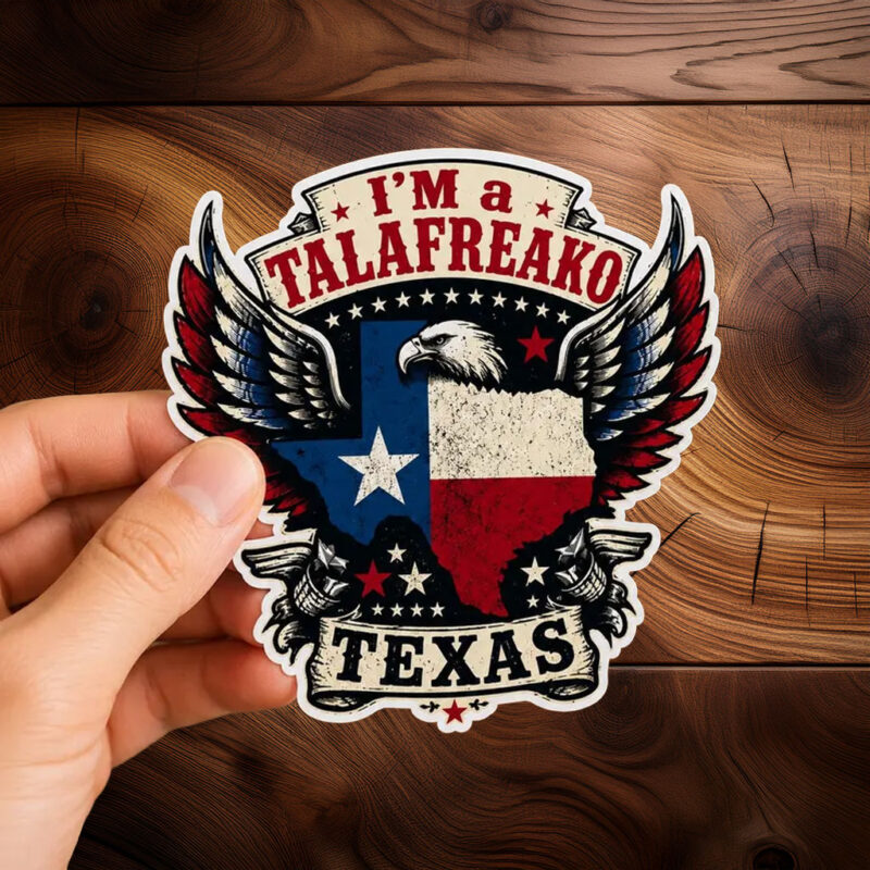 Texas Map Patriotic Eagle Decal – American Pride Winged Flag Design Talafreako Sticker