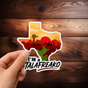 Texas Shape Desert Sunset Decal – Cowboy Windmill Cactus Landscape Talafreako Sticker