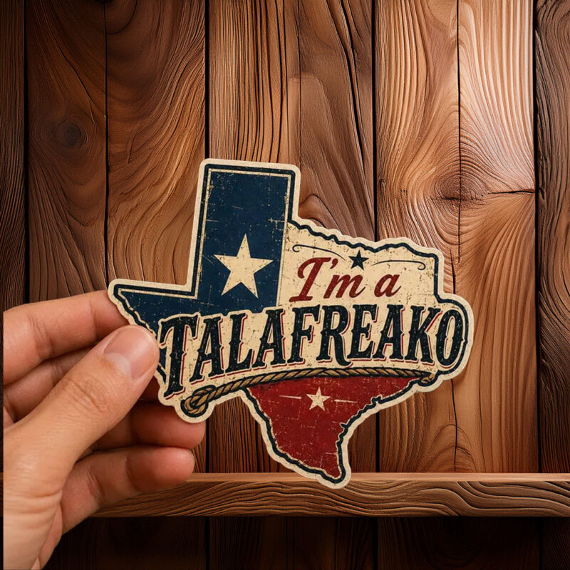 Vintage Texas Map Distressed Decal – Retro Leather Style Western Flag Talafreako Sticker