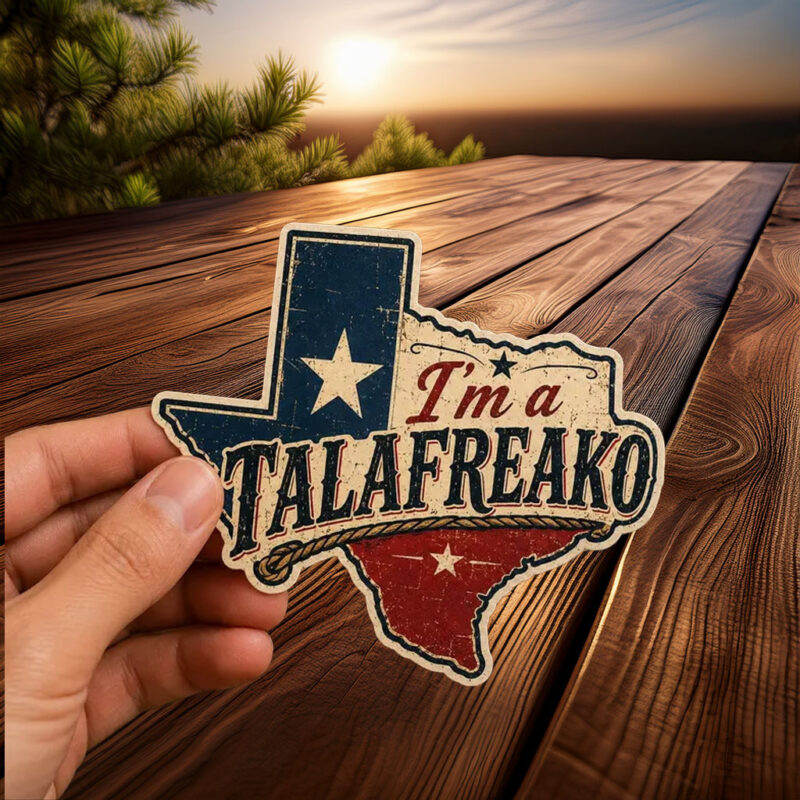 Vintage Texas Map Distressed Decal – Retro Leather Style Western Flag Talafreako Sticker
