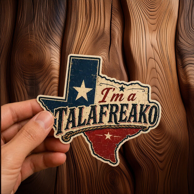 Vintage Texas Map Distressed Decal – Retro Leather Style Western Flag Talafreako Sticker